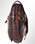 Spaghetti Western Swc152Brn Canteen Vintage Handmade Drum Dyed Genuine European Cowhide Leather Women Bag Western Handbag Purse