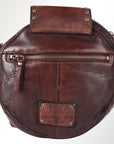 Spaghetti Western Swc152Brn Canteen Vintage Handmade Drum Dyed Genuine European Cowhide Leather Women Bag Western Handbag Purse