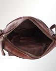 Spaghetti Western Swc152Brn Canteen Vintage Handmade Drum Dyed Genuine European Cowhide Leather Women Bag Western Handbag Purse