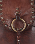 Spaghetti Western Swc152Brn Canteen Vintage Handmade Drum Dyed Genuine European Cowhide Leather Women Bag Western Handbag Purse