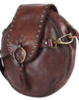 Spaghetti Western Swc152Brn Canteen Vintage Handmade Drum Dyed Genuine European Cowhide Leather Women Bag Western Handbag Purse