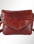 Spaghetti Western Swc153Cg Envelope Vintage Handmade Drum Dyed Genuine European Cowhide Leather Women Bag Western Handbag Purse