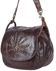Spaghetti Western Swc156Brn Cross Body I Vintage Handmade Drum Dyed Genuine European Cowhide Leather Women Bag Western Handbag Purse