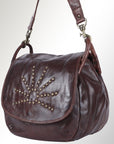 Spaghetti Western Swc156Brn Cross Body I Vintage Handmade Drum Dyed Genuine European Cowhide Leather Women Bag Western Handbag Purse
