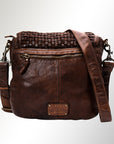 Spaghetti Western Swc160Brn Cross Body I Vintage Handmade Drum Dyed Genuine European Cowhide Leather Women Bag Western Handbag Purse