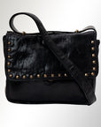 Spaghetti Western Swc163Blk Envelope Vintage Handmade Drum Dyed Genuine European Cowhide Leather Women Bag Western Handbag Purse