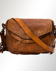 Spaghetti Western Swc164Bcg Cross Body I Vintage Handmade Drum Dyed Genuine European Cowhide Leather Women Bag Western Handbag Purse