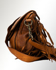 Spaghetti Western Swc164Bcg Cross Body I Vintage Handmade Drum Dyed Genuine European Cowhide Leather Women Bag Western Handbag Purse