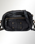 Spaghetti Western Swc166Blk Small Crossbody Vintage Handmade Drum Dyed Genuine European Cowhide Leather Women Bag Western Handbag Purse