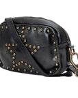 Spaghetti Western Swc166Blk Small Crossbody Vintage Handmade Drum Dyed Genuine European Cowhide Leather Women Bag Western Handbag Purse