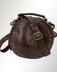 Spaghetti Western Swc168Brn Canteen Vintage Handmade Drum Dyed Genuine European Cowhide Leather Women Bag Western Handbag Purse
