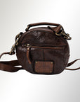 Spaghetti Western Swc168Brn Canteen Vintage Handmade Drum Dyed Genuine European Cowhide Leather Women Bag Western Handbag Purse