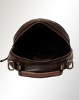 Spaghetti Western Swc168Brn Canteen Vintage Handmade Drum Dyed Genuine European Cowhide Leather Women Bag Western Handbag Purse