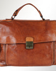 Spaghetti Western Swc171Tan Briefcase Vintage Handmade Drum Dyed Genuine European Cowhide Leather Women Bag Western Handbag Purse