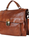 Spaghetti Western Swc171Tan Briefcase Vintage Handmade Drum Dyed Genuine European Cowhide Leather Women Bag Western Handbag Purse