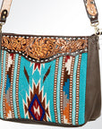 American Darling ADBGA173 Tote Hand Tooled Saddle Blanket Genuine Leather Women Bag Western Handbag Purse