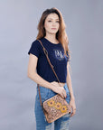 American Darling ADBG666 Coin Purse Hand Tooled Genuine Leather Women Bag Western Handbag Purse