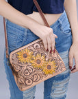 American Darling ADBG666 Coin Purse Hand Tooled Genuine Leather Women Bag Western Handbag Purse