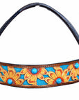 HILASON Western Horse Leather Headstall & Breast Collar Set Brown Sunflower