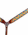 HILASON Western Horse Leather Headstall & Breast Collar Set Brown Sunflower