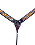 HILASON Western Horse Leather Headstall & Breast Collar Set Black Beaded