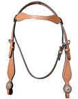 HILASON Western HorseConcho American Leather Headstall