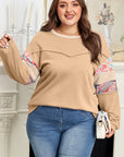 Plus Size Floral Patchwork Reverse Seam Top