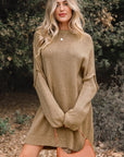 Solid Slouchy Drop Shoulder Sweater Dress