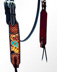 Bar H Equine Sunflower Hand Painted Horse Western Leather Breast Collar Dark Brown
