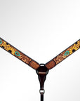 Bar H Equine Sunflower Hand Painted Horse Western Leather Breast Collar Dark Brown