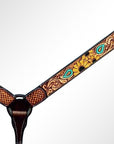 Bar H Equine Sunflower Hand Painted Horse Western Leather Breast Collar Dark Brown
