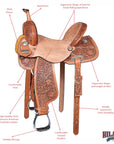 15 In Hilason Western Horse Barrel Racing Trail Pleasure American Leather Saddle