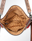 American Darling GIBGX217 Signature Crossbody Hand Tooled Saddle Blanket Genuine Leather Women Bag Western Handbag Purse