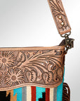 American Darling GIBGX218 Signature Crossbody Hand Tooled Saddle Blanket Genuine Leather Women Bag Western Handbag Purse