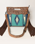 American Darling Clutch Hand Tooled Saddle Blanket Fabric Genuine Leather Western Women Bag Handbag Purse | Purses for Cute
