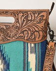 American Darling Clutch Hand Tooled Saddle Blanket Fabric Genuine Leather Western Women Bag Handbag Purse | Purses for Cute