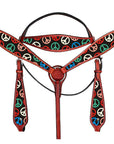 Hilason Western Horse Leather Headstall Breast Collar Set Mahogany