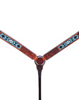 HILASON Western Horse Beaded Floral Headstall Breast Collar One Headstall Spur Strap Wither Strap American Leather Tack Set