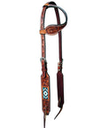 HILASON Western Horse Beaded Floral Headstall Breast Collar One Headstall Spur Strap Wither Strap American Leather Tack Set