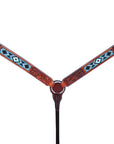 HILASON Western Horse Beaded Floral Headstall Breast Collar One Headstall Spur Strap Wither Strap American Leather Tack Set