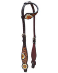 HILASON Western Horse Floral Headstall Breast Collar One Headstall Spur Strap Wither Strap American Leather Tack Set