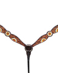 HILASON Western Horse Floral Headstall Breast Collar One Headstall Spur Strap Wither Strap American Leather Tack Set