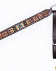 HILASON Western Horse Floral Headstall Breast Collar One Headstall Spur Strap Wither Strap American Leather Tack Set