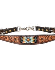 HILASON Western Horse Floral Headstall Breast Collar One Headstall Spur Strap Wither Strap American Leather Tack Set