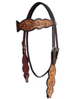 HILASON Western Horse Floral Headstall Breast Collar One Headstall American Leather Tack Set