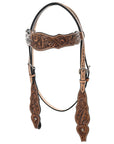 HILASON Western Horse Floral Headstall Breast Collar One Headstall American Leather Tack Set