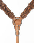 HILASON Western Horse Floral Headstall Breast Collar One Headstall American Leather Tack Set