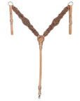 HILASON Western Horse Floral Headstall Breast Collar One Headstall American Leather Tack Set
