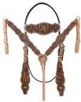 HILASON Western Horse Floral Headstall Breast Collar One Headstall American Leather Tack Set