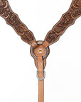 HILASON Western Horse Floral Headstall Breast Collar One Headstall American Leather Tack Set